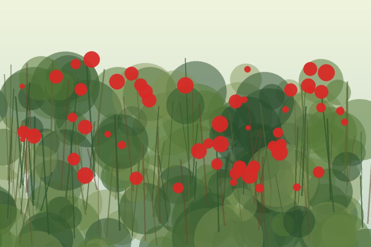 Painterly field illustration of Cardinal flower in a Central Virginia native habitat planting