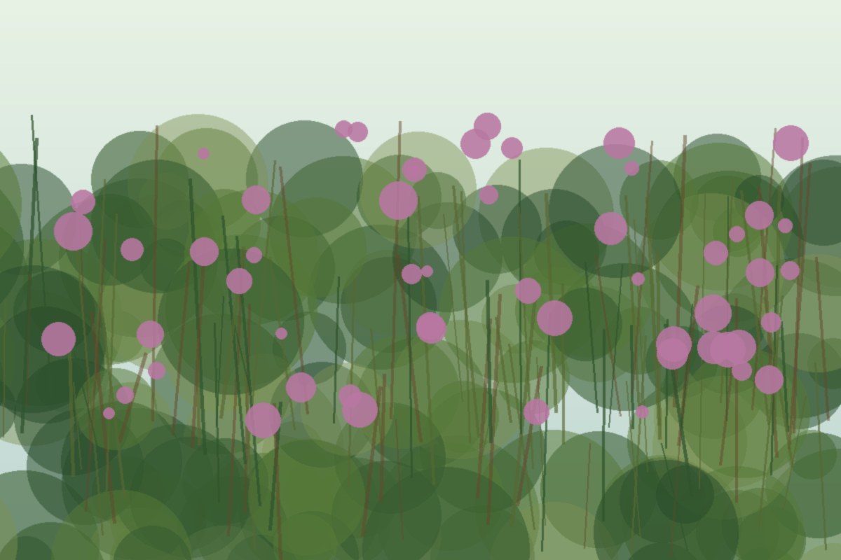Painterly field illustration of Joe-Pye weed in a Central Virginia native habitat planting