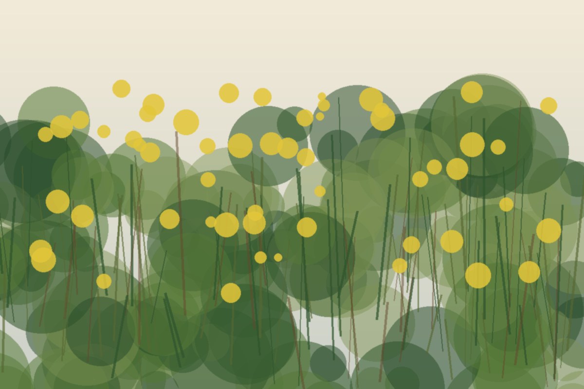 Painterly field illustration of Spicebush in a Central Virginia native habitat planting